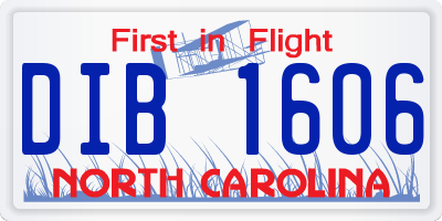 NC license plate DIB1606