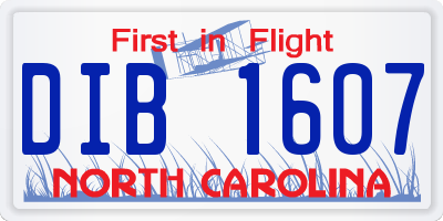 NC license plate DIB1607