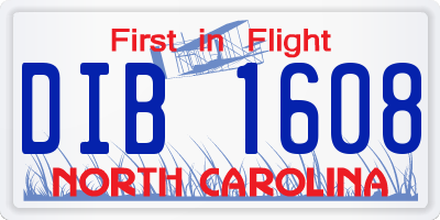 NC license plate DIB1608