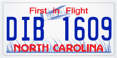 NC license plate DIB1609