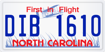 NC license plate DIB1610