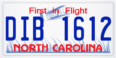 NC license plate DIB1612