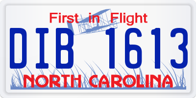 NC license plate DIB1613