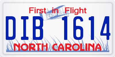 NC license plate DIB1614