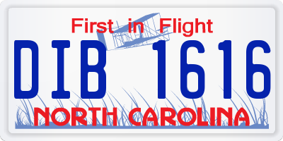 NC license plate DIB1616