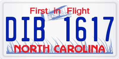 NC license plate DIB1617