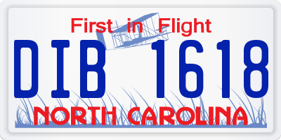 NC license plate DIB1618