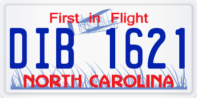 NC license plate DIB1621
