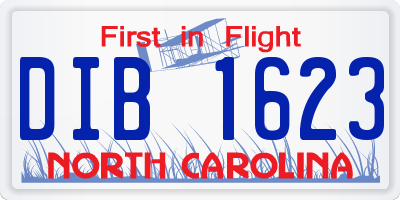 NC license plate DIB1623