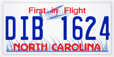 NC license plate DIB1624