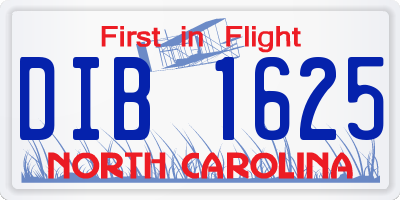 NC license plate DIB1625