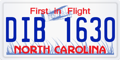 NC license plate DIB1630