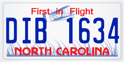 NC license plate DIB1634