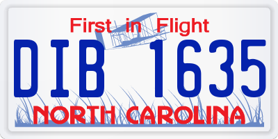 NC license plate DIB1635