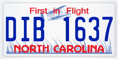 NC license plate DIB1637
