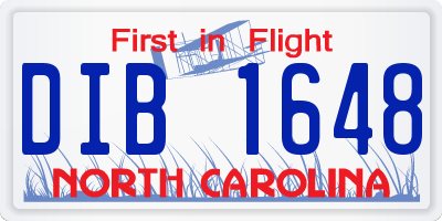 NC license plate DIB1648
