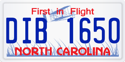 NC license plate DIB1650