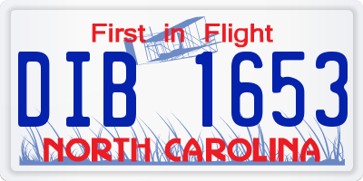 NC license plate DIB1653