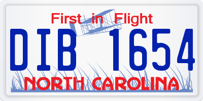 NC license plate DIB1654