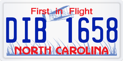 NC license plate DIB1658