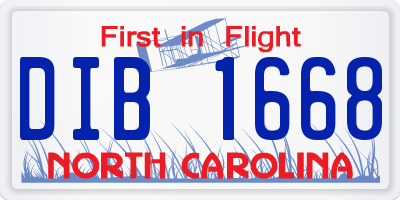 NC license plate DIB1668