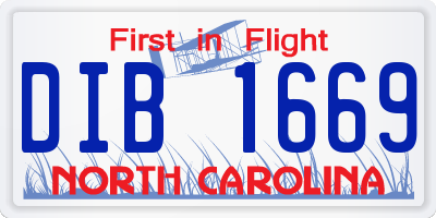 NC license plate DIB1669