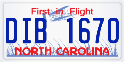 NC license plate DIB1670