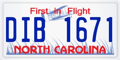 NC license plate DIB1671