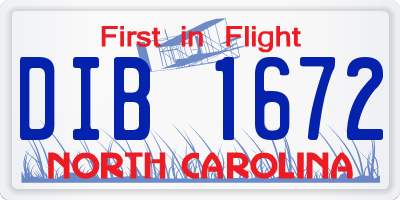 NC license plate DIB1672