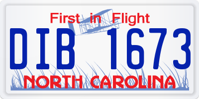 NC license plate DIB1673