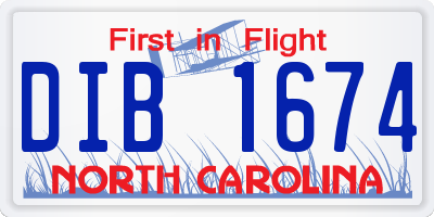 NC license plate DIB1674