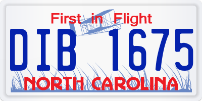 NC license plate DIB1675