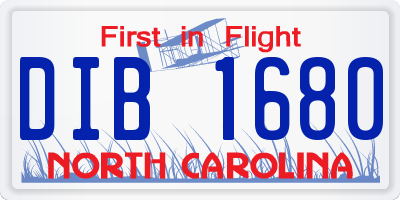 NC license plate DIB1680