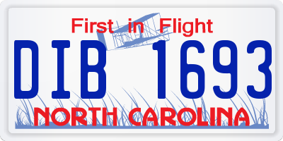 NC license plate DIB1693