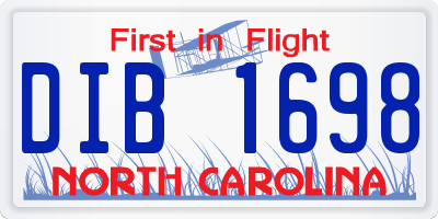 NC license plate DIB1698
