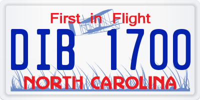 NC license plate DIB1700