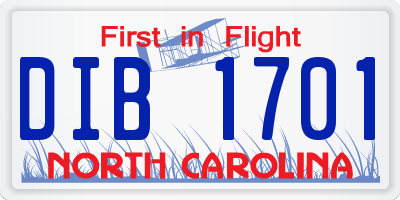 NC license plate DIB1701
