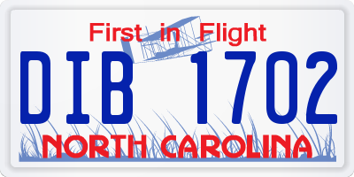 NC license plate DIB1702