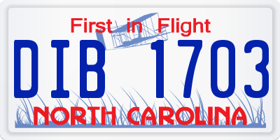 NC license plate DIB1703