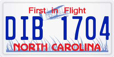 NC license plate DIB1704