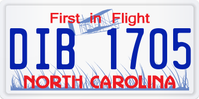NC license plate DIB1705