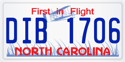 NC license plate DIB1706