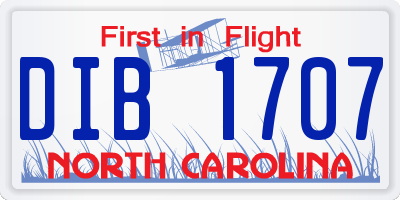 NC license plate DIB1707
