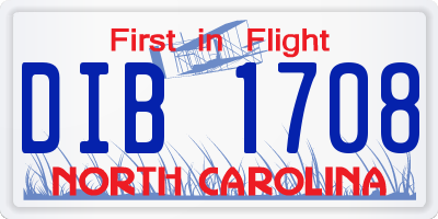 NC license plate DIB1708