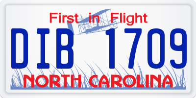 NC license plate DIB1709