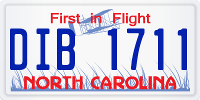 NC license plate DIB1711