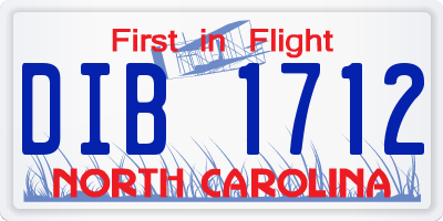 NC license plate DIB1712