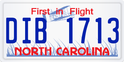 NC license plate DIB1713