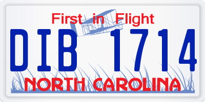 NC license plate DIB1714