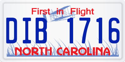 NC license plate DIB1716